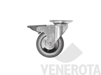 Immagine di Ruota girevole con attacco a piastra e freno Futura Cr...